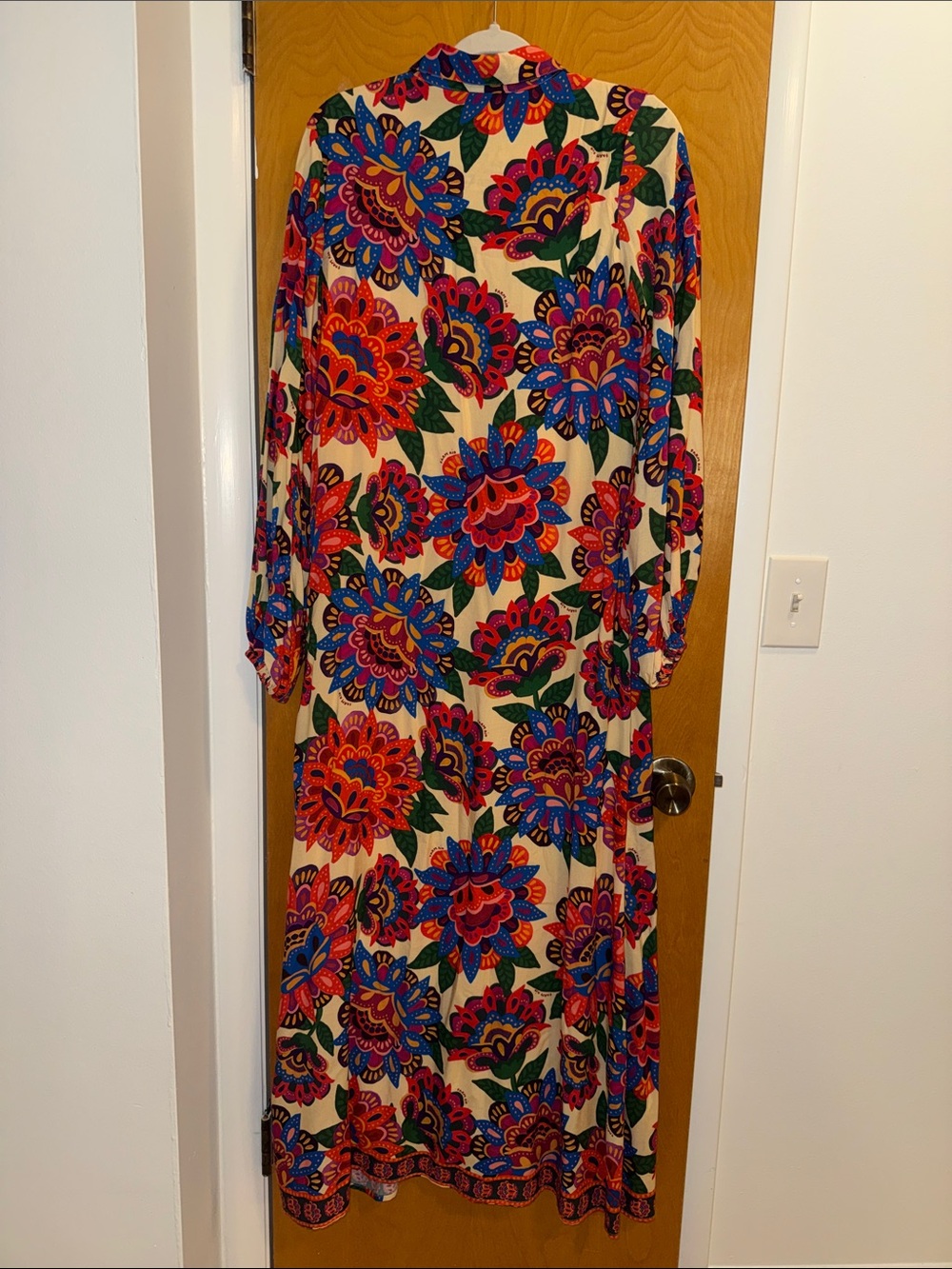 FARM Rio Cream Maxi Dress with Bold Red, Blue & Green Floral Print - Picture 3 of 5